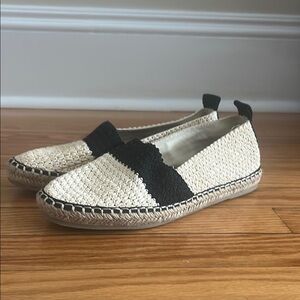 Zara Cream and Black Espadrilles with Woven Texture